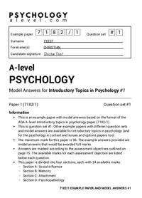 psychology a level model answers