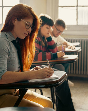 Students taking an exam